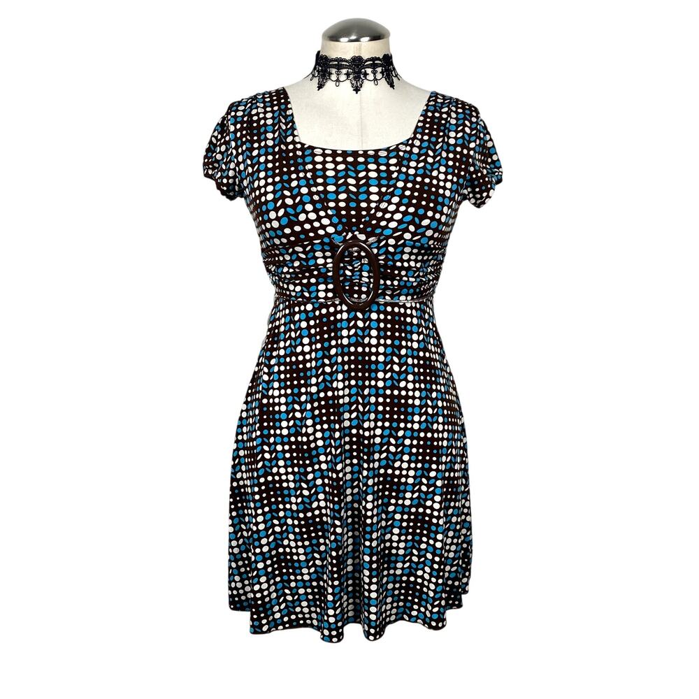 Y2K Style Retro Rockabilly Pin Up Polka Dot Tie Back Grunge Office Mini Dress‎